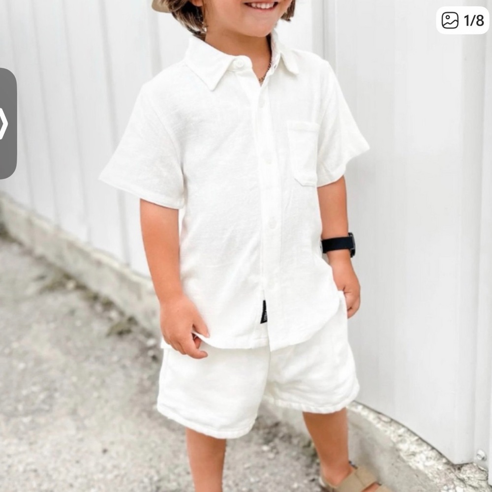 Little Bipsy Kid’s Linen blend Set 4-5 boys white Excellent preowned condition